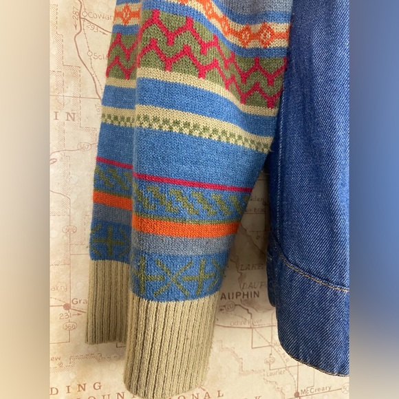 NORM THOMPSON WOMEN DENIM JACKET With Sweater Sleeves SUPER CUTE SIZE M - Picture 2 of 9
